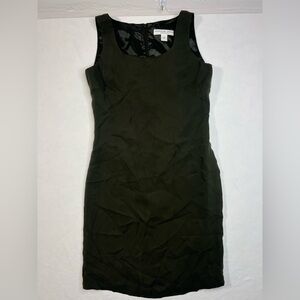 Josephine Chaus Sleeveless Olive Green Silk Sheath Dress